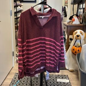 Maurices Burgundy and Pink Knit Sweater